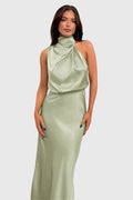 Ava™ | Halter Satin Dress with Elegant and Glamorous Design
