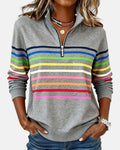 Vera | Striped Zip Neck Sweatshirt