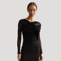 Claire | Women’s Sheer Wrap Long-Sleeve Top
