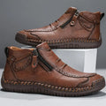 William | Men's Brown Ankle Boots with Decorative Stitching