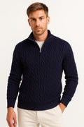 Joshua | Men’s Zip-Neck Cable Knit Sweater