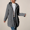 Elizabeth | Women’s Longline Hooded Textured Knit Cardigan